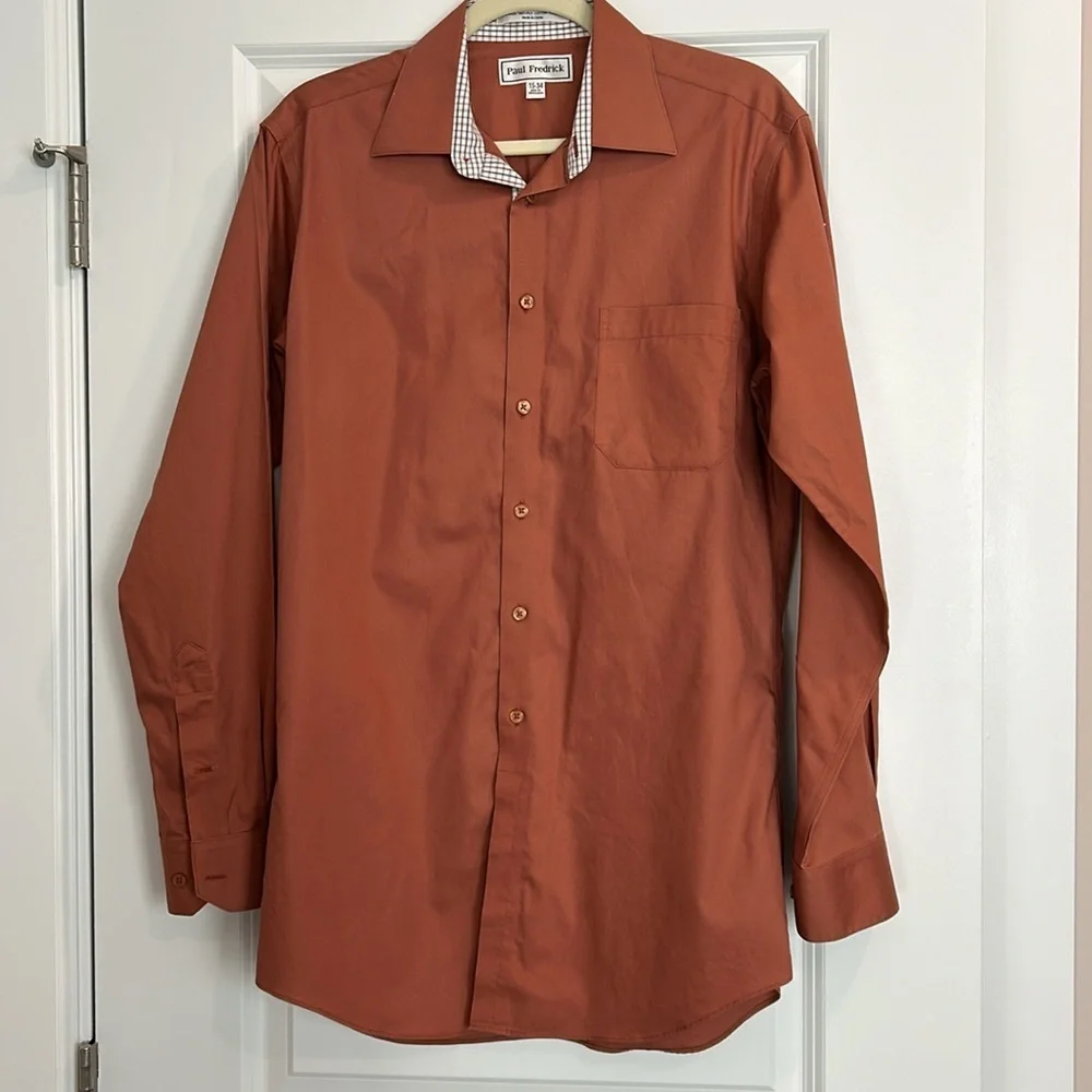 Paul Fredrick 15-34 Slim Fit 100% Cotton Long Sleeve Button Down Collared Shirt - Picture 9 of 10